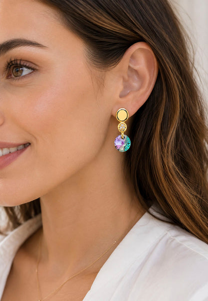 Aros Punto de Luz Gold 24K Cristal Swarovski® Paradise Shine