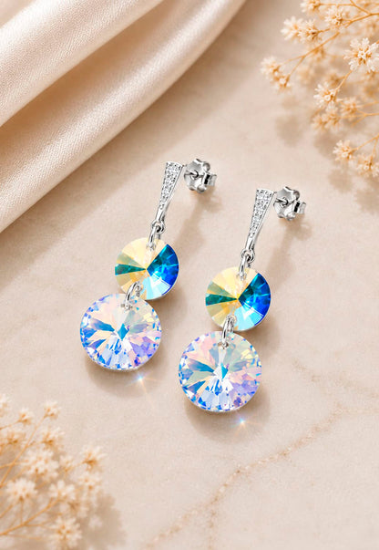 Aros Lourdes Plata 925 Cristal Swarovski® Aurora Boreal