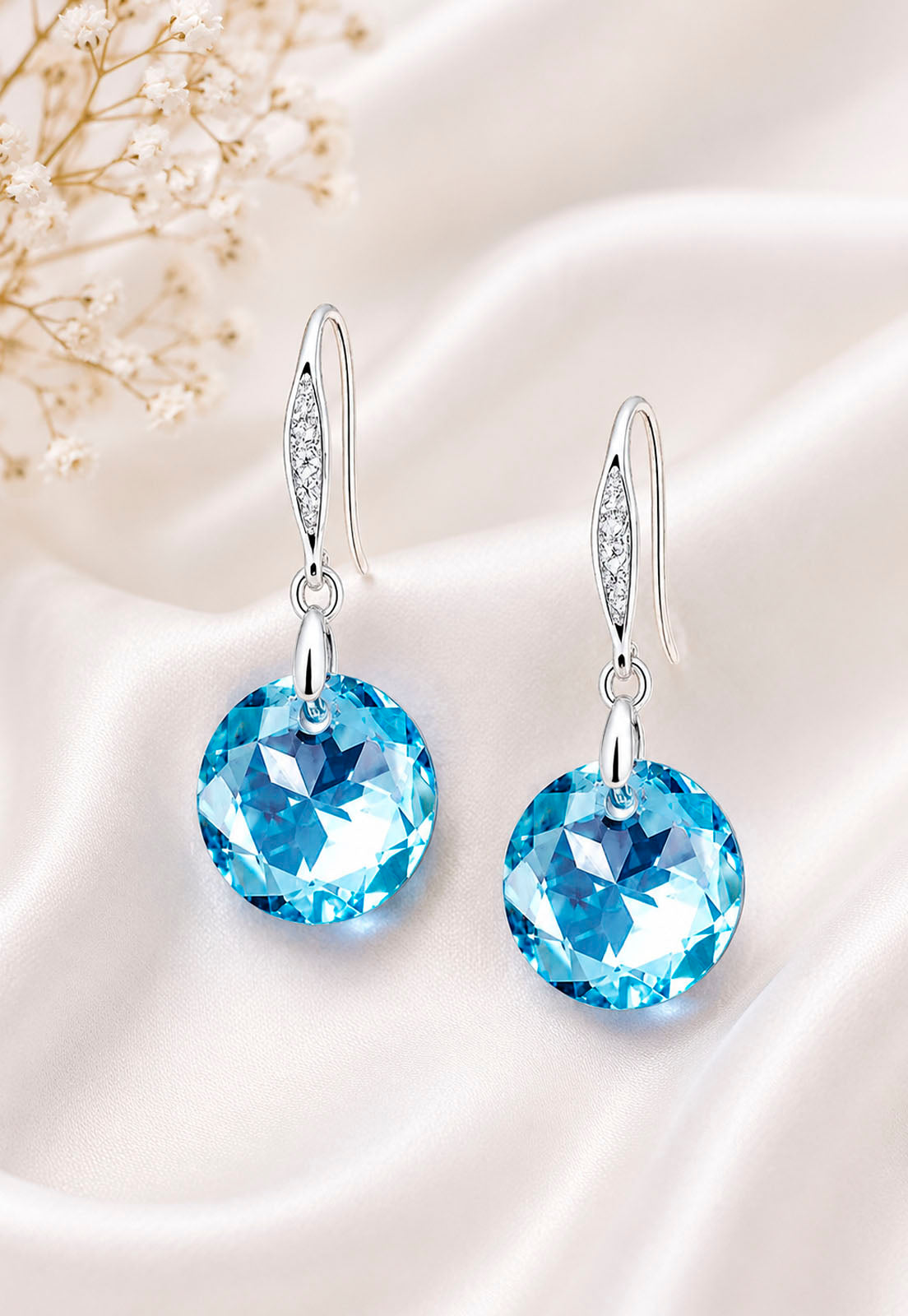 Aros Gran Gracia Plata 925  Cristal Swarovski® Aquamarine