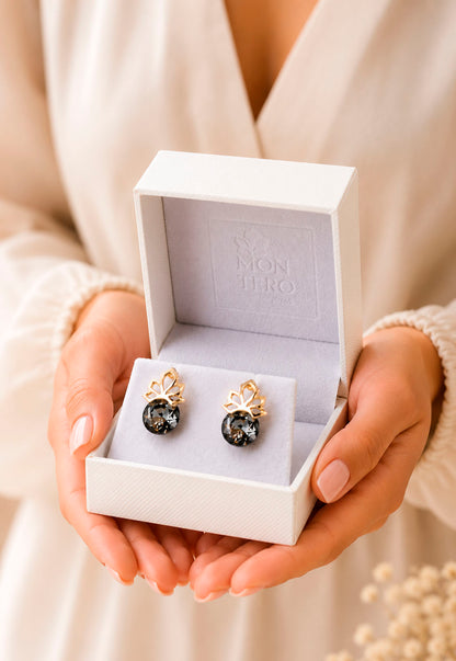 Aros Bali Gold 24K Cristal Swarovski® Silver Night