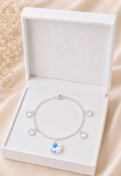 Pulsera Nepal Plata 925 Cristal Swarovski® Aurora Boreal