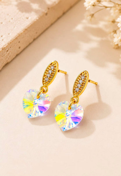 Aros Romance Gold 24K Cristal Swarovski® Aurora Boreal