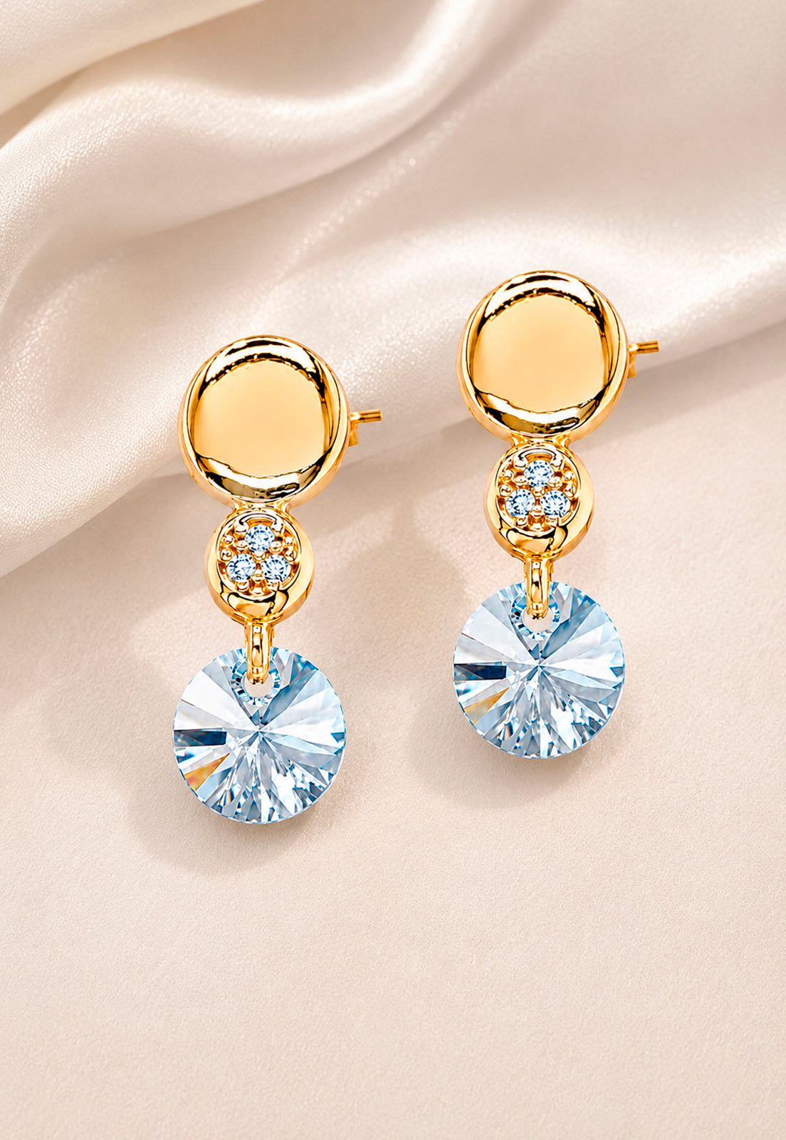 Aros Punto de Luz Gold 24K Cristal Swarovski®  Blue Shade