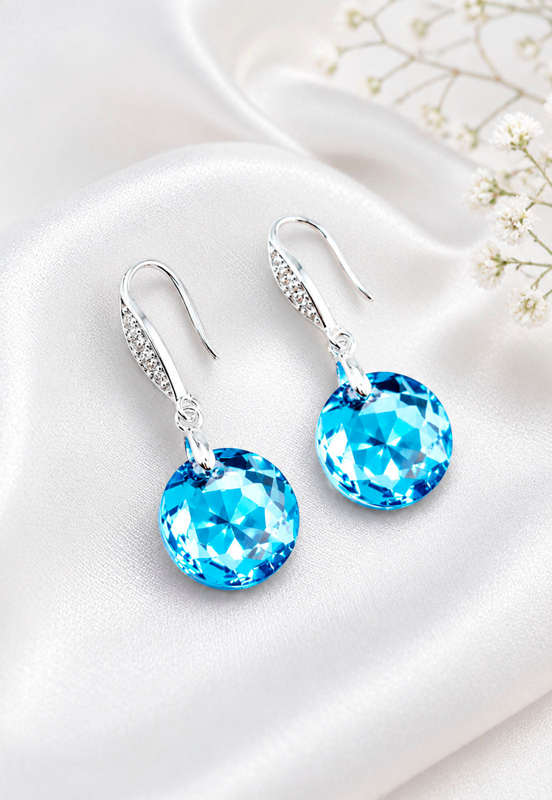 Aros Gran Gracia Plata 925  Cristal Swarovski® Aquamarine