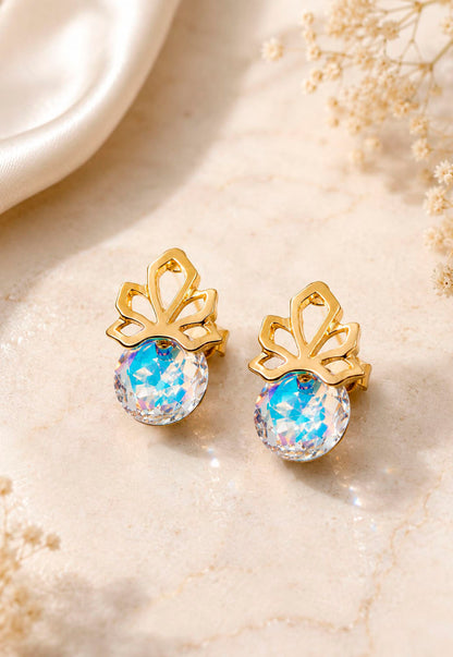 Aros Bali Gold 24K Cristal Swarovski® Aurora Boreal