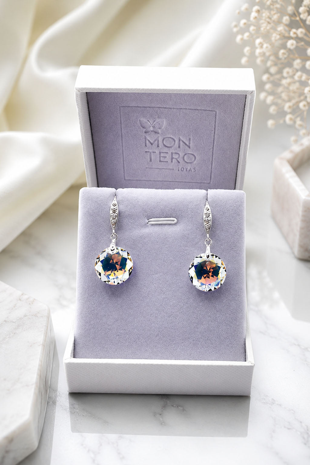 Aros Gran Gracia Plata 925  Cristal Swarovski® Aurora Boreal