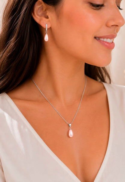Conjunto Plata 925 Marsella PerlaS Swarovski® Peach