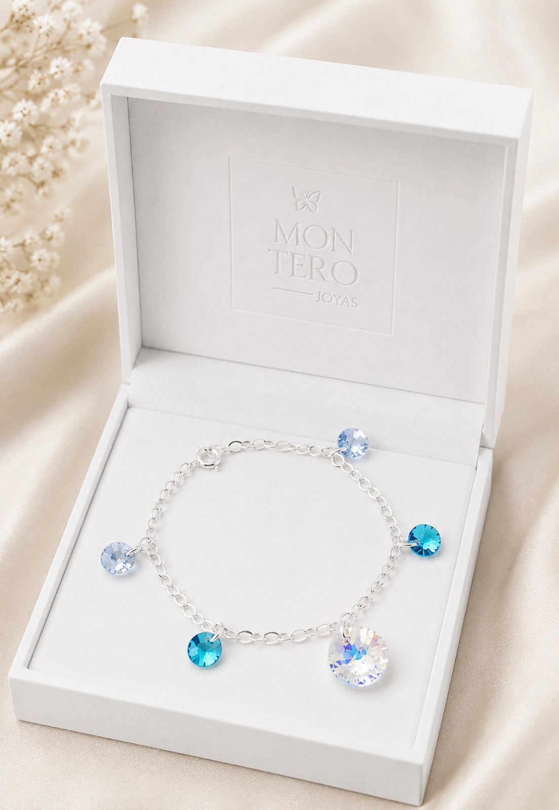 Pulsera Nepal Plata 925 Cristal Swarovski® Turquesa