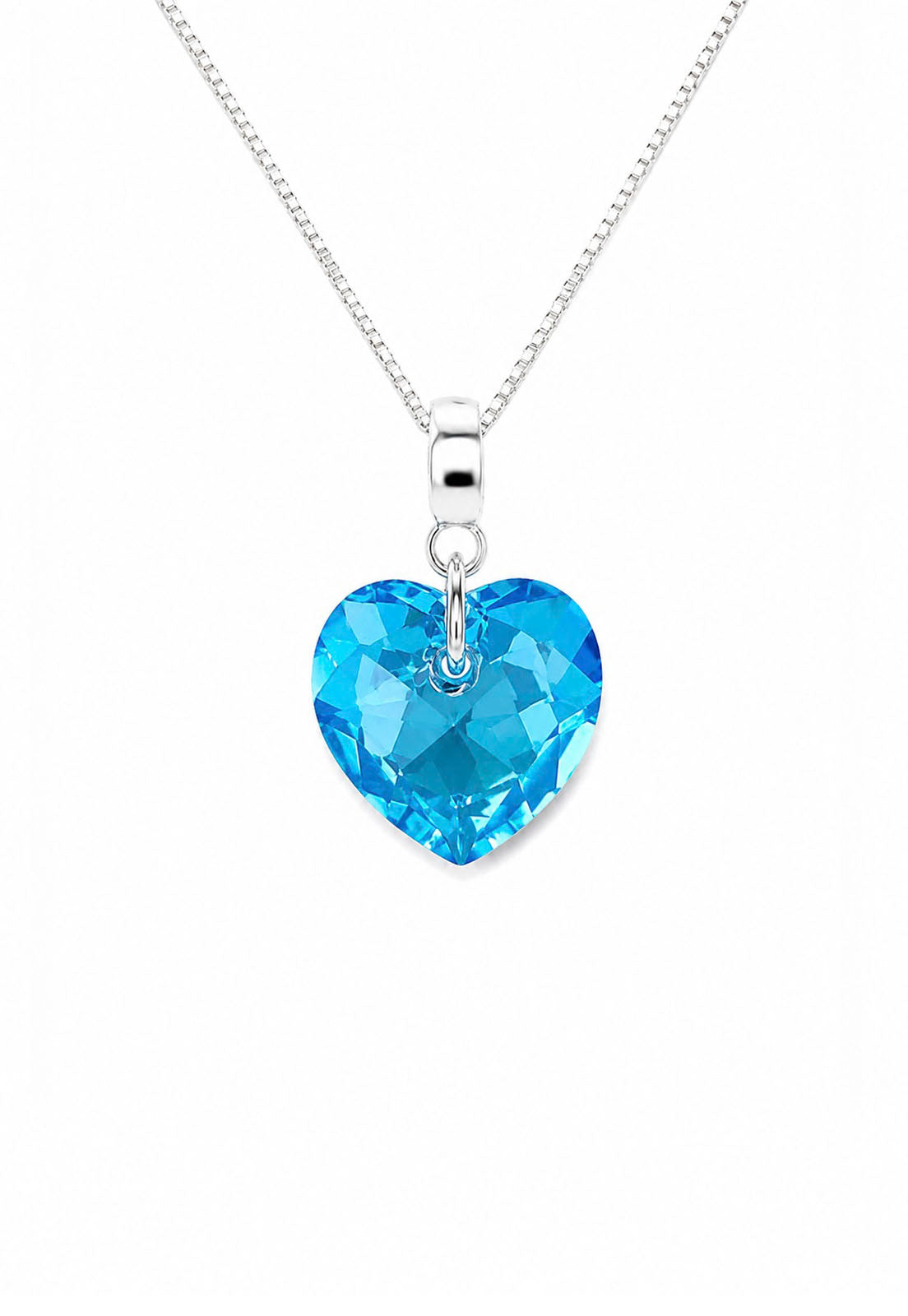 Collar Amor Baño Oro Blanco Cristal Swarovski® Aquamarine