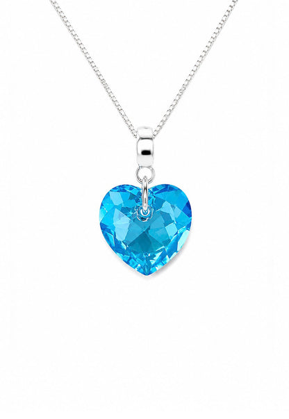 Collar Amor Baño Oro Blanco Cristal Swarovski® Aquamarine