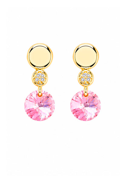 Aros Punto de Luz Gold 24K Cristal Swarovski® Rose