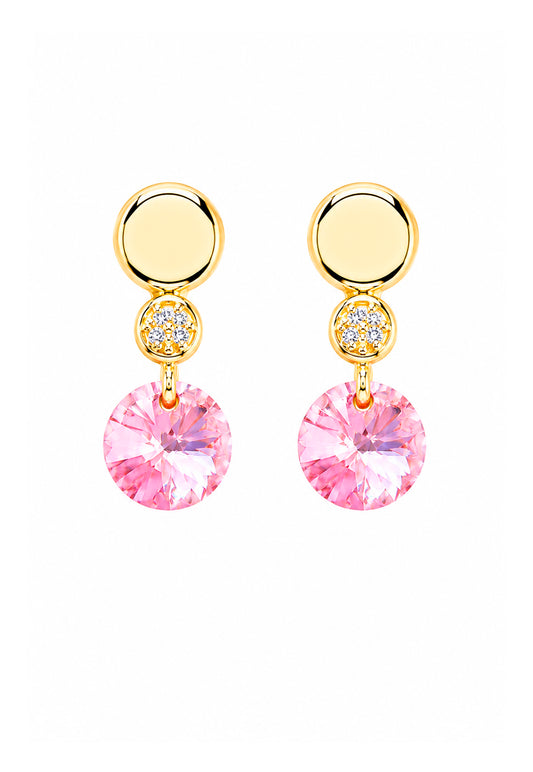 Aros Punto de Luz Gold 24K Cristal Swarovski® Rose