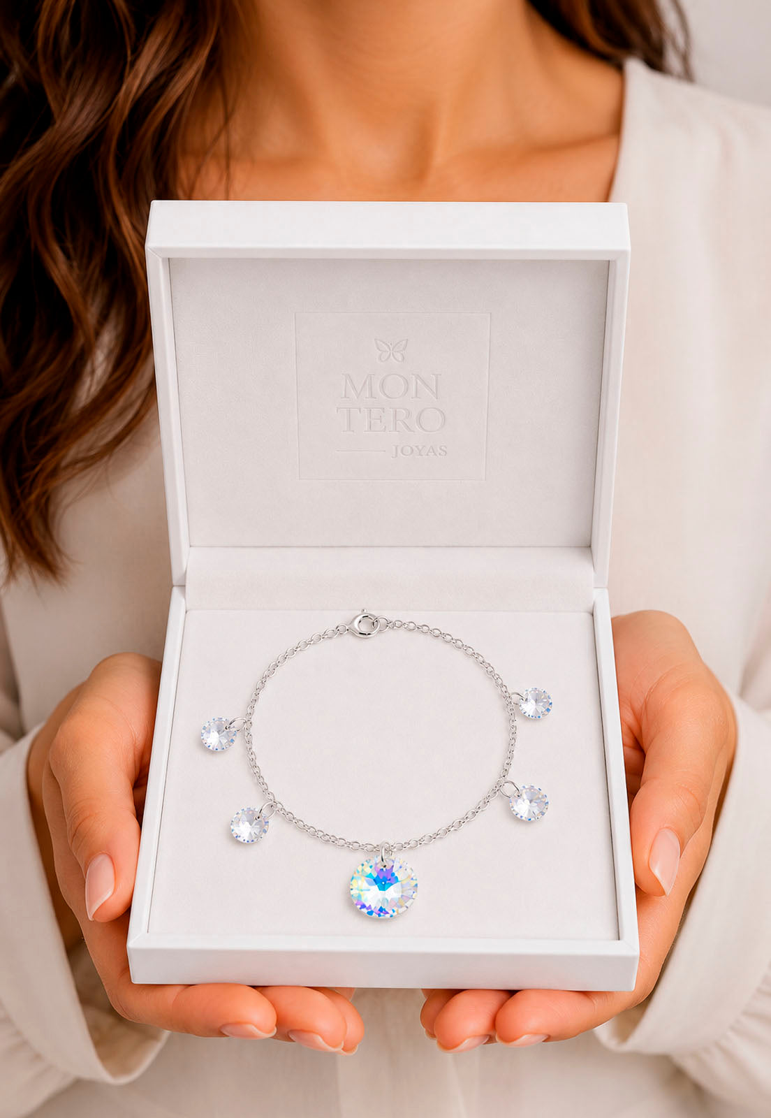 Pulsera Nepal Plata 925 Cristal Swarovski® Aurora Boreal