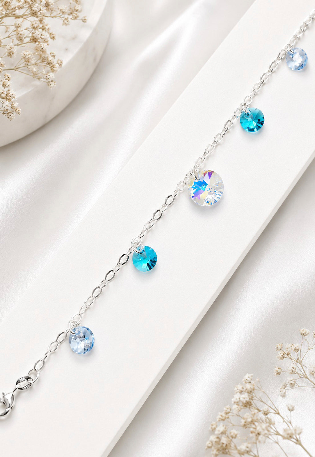 Pulsera Nepal Plata 925 Cristal Swarovski® Turquesa
