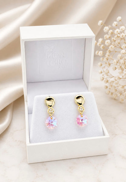 Aros Punto de Luz Gold 24K Cristal Swarovski® Rose