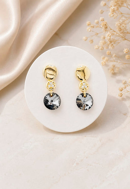 Aros Punto de Luz Gold 24K Cristal Swarovski® Silver Night