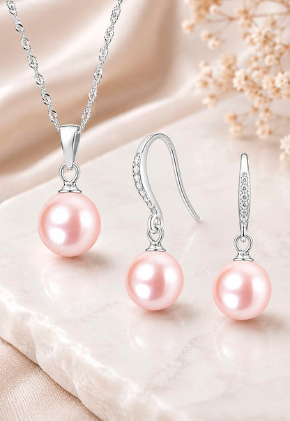 Conjunto Oslo Plata 925 Perlas de Swarovski® Peach