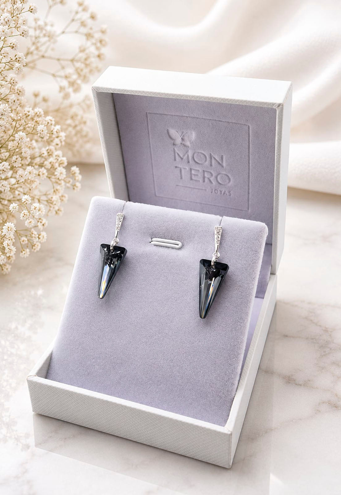 Aros Sevilla Plata 925 Cristal Swarovski®  Silver Night