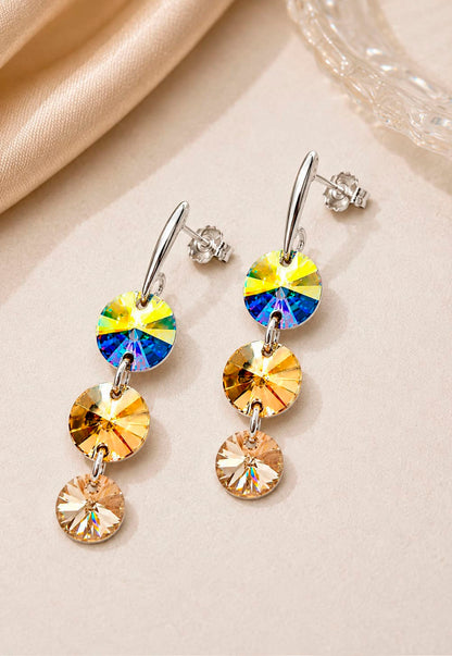 Aros RafaelaPlata 925 Cristal Swarovski® Aurora Boreal & Golden Shadow