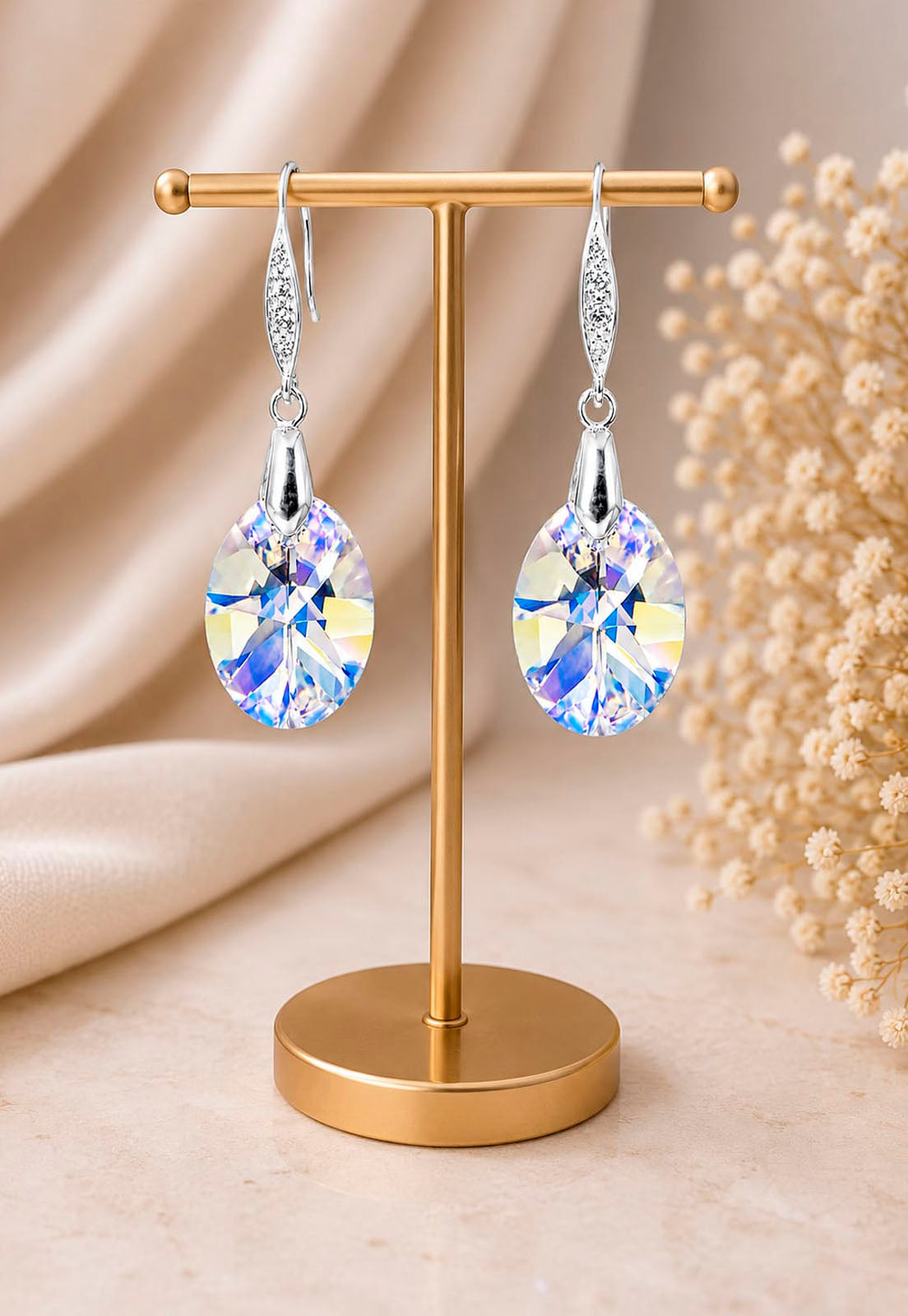 Aros Gran Praga Plata 925 Cristal Swarovski® Aurora Boreal