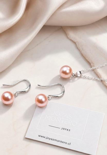 Conjunto Oslo Plata 925 Perlas de Swarovski® Peach