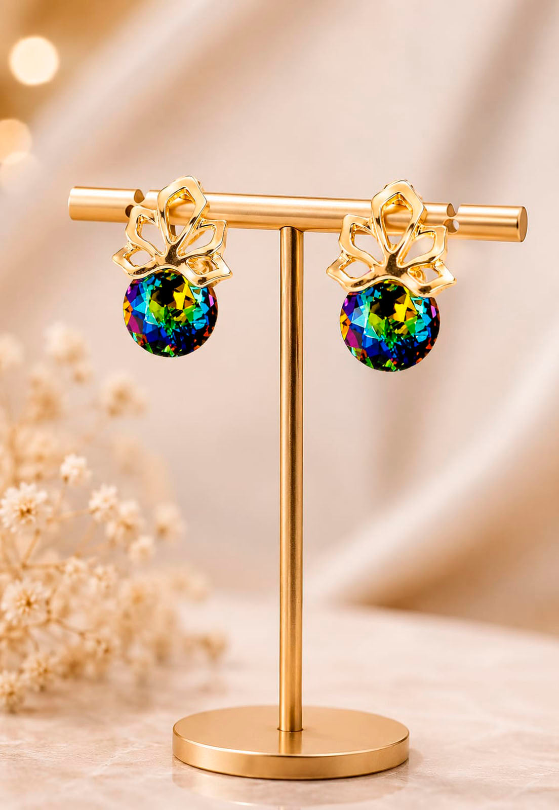 Aros Bali Gold 24K Cristal Swarovski® Vitral Medium