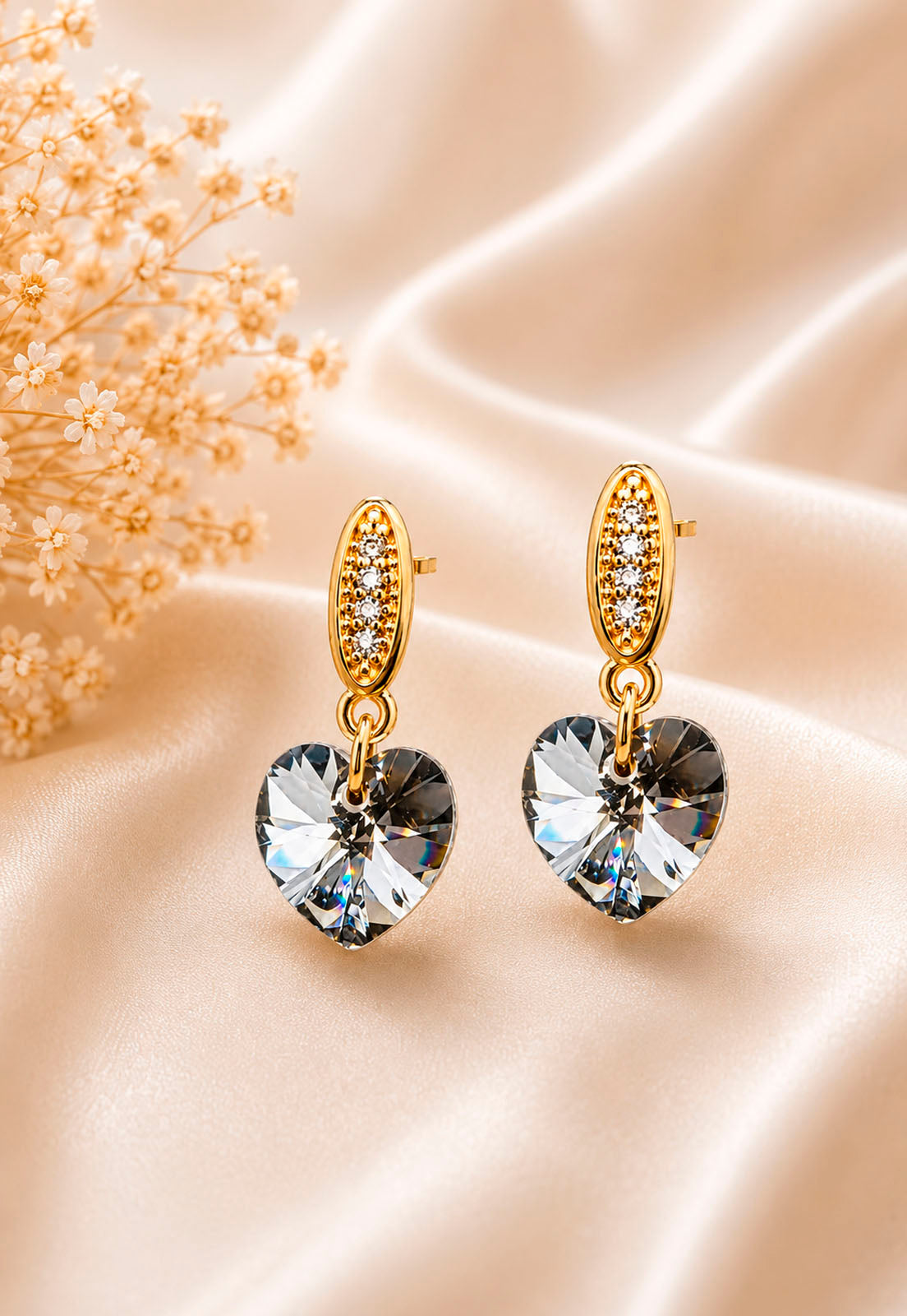Aros Romance Gold 24K Cristal Swarovski® Silver Night