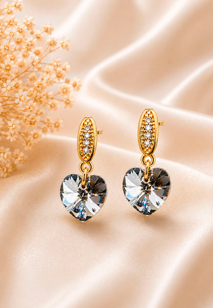 Aros Romance Gold 24K Cristal Swarovski® Silver Night