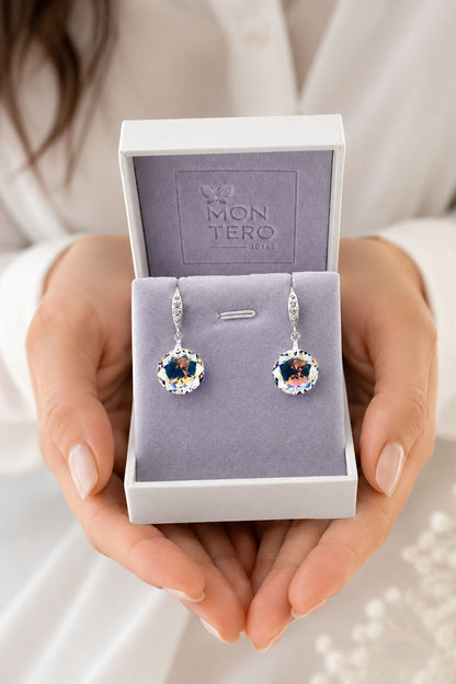 Aros Gran Gracia Plata 925  Cristal Swarovski® Aurora Boreal