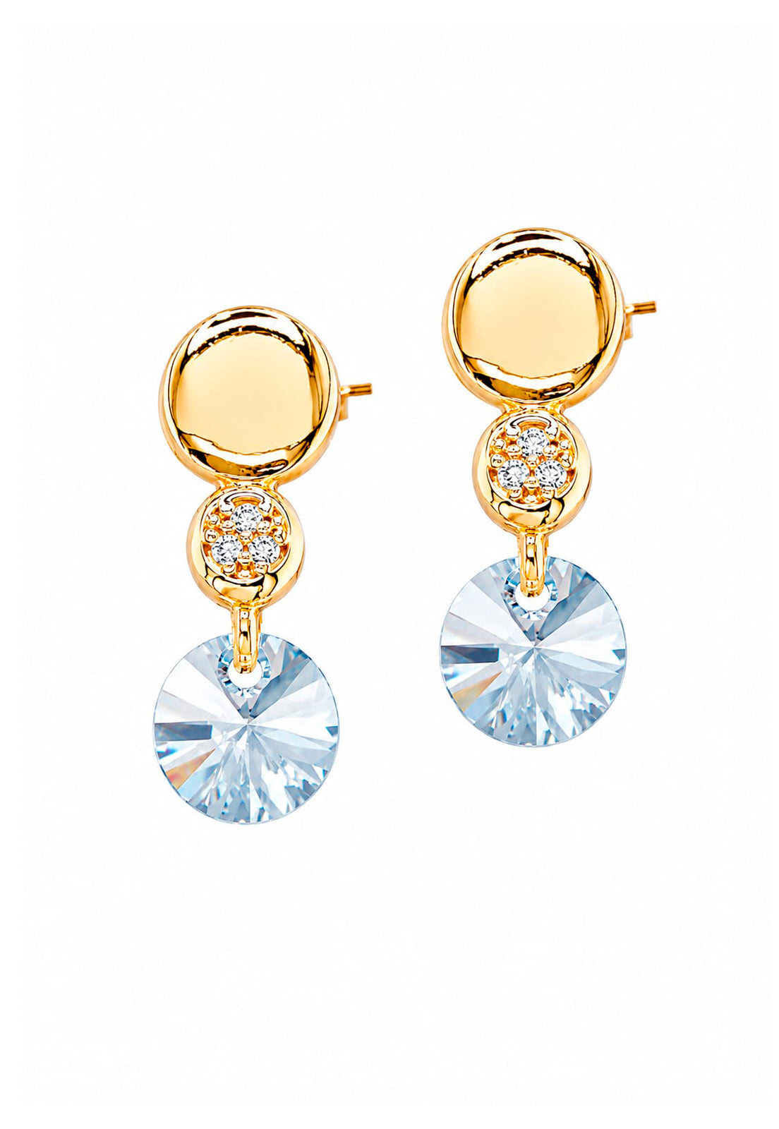Aros Punto de Luz Gold 24K Cristal Swarovski®  Blue Shade