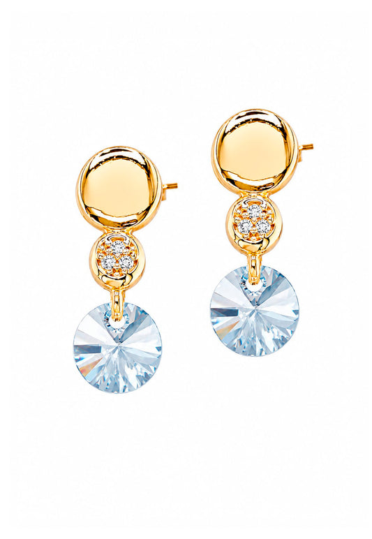 Aros Punto de Luz Gold 24K Cristal Swarovski®  Blue Shade