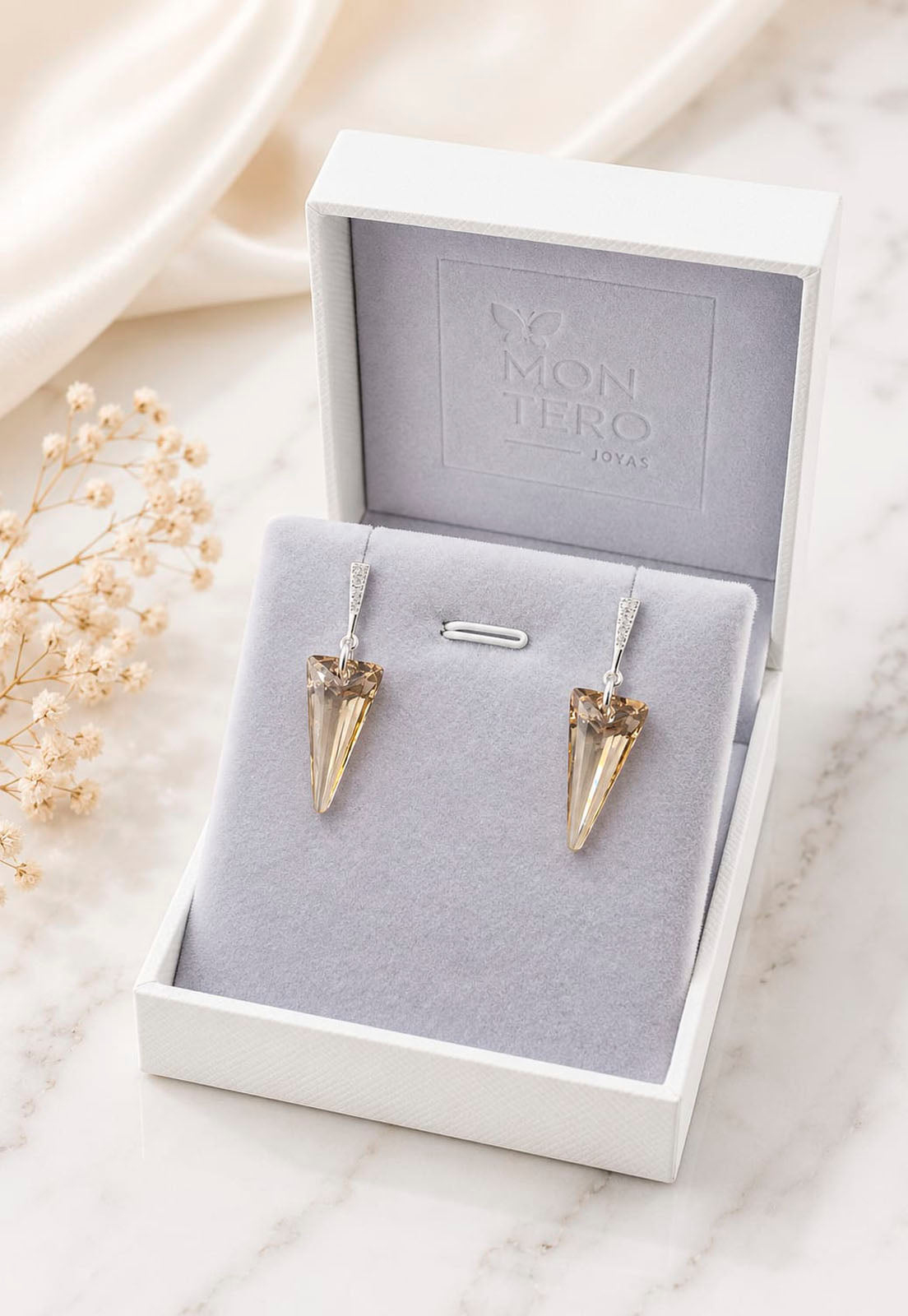 Aros Sevilla Plata 925 Cristal Swarovski® Golden Shadow