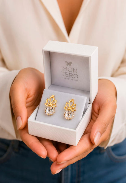 Aros Bali Gold 24K Cristal Swarovski® Golden Shadow