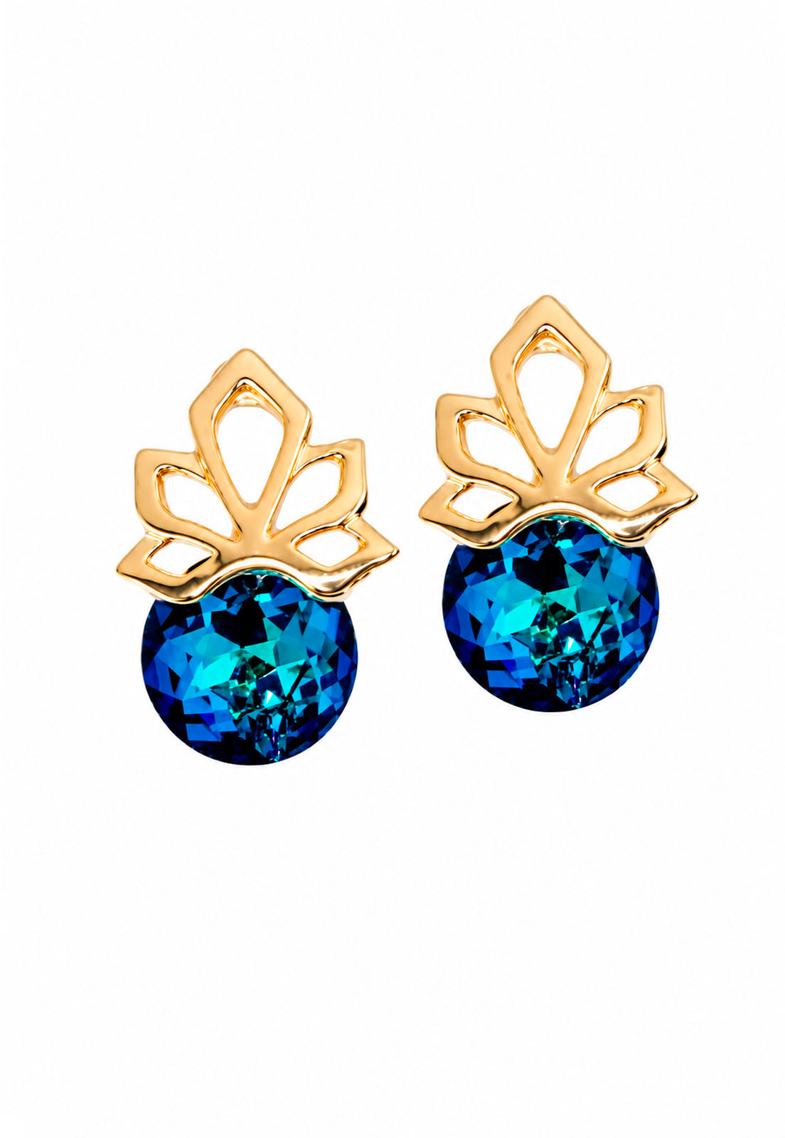 Aros Bali Gold 24K Cristal Swarovski® Bermuda Blue