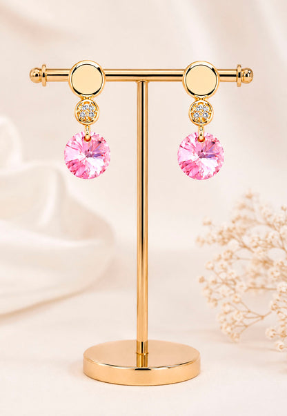 Aros Punto de Luz Gold 24K Cristal Swarovski® Rose