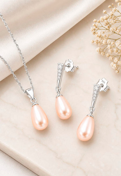 Conjunto Plata 925 Marsella PerlaS Swarovski® Peach