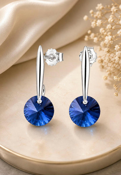 Aros Punto de Luz Plata 925 Cristal  Swarovski® Dark Blue
