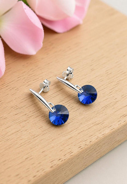 Aros Punto de Luz Plata 925 Cristal  Swarovski® Dark Blue