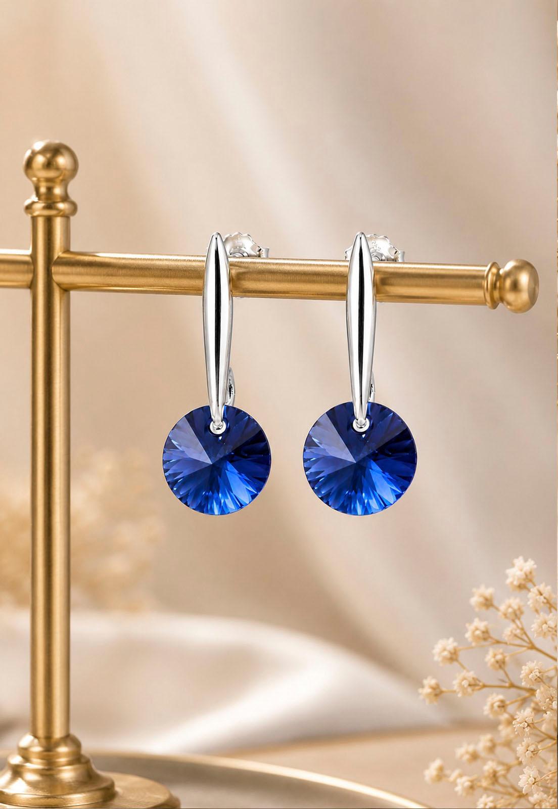 Aros Punto de Luz Plata 925 Cristal  Swarovski® Dark Blue